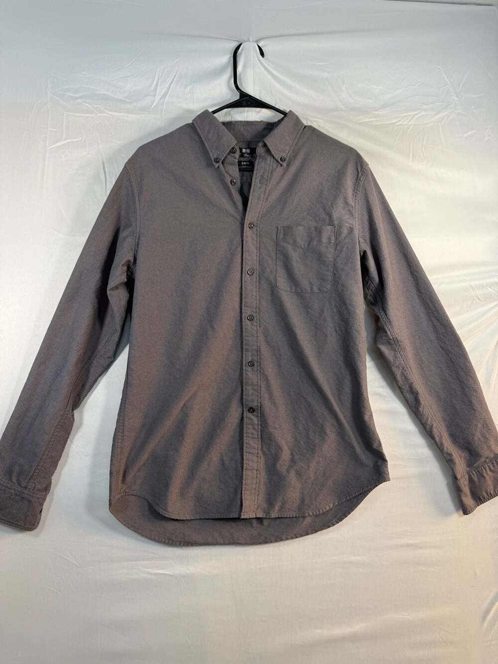 UNIQLO Long Sleeve Button-Down Shirt Size M Gray Slim Fit